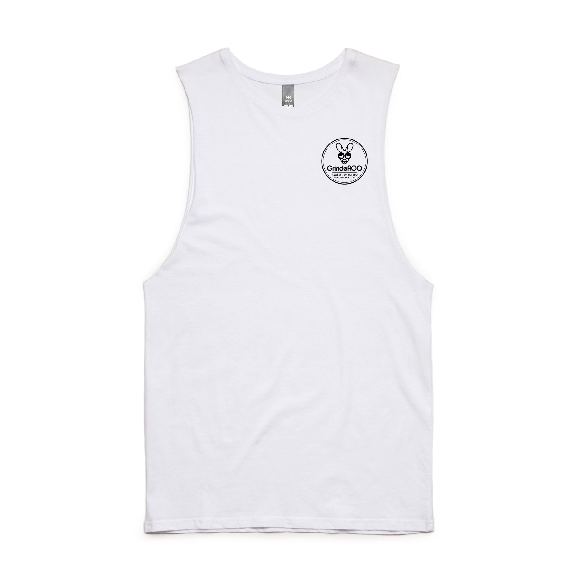 GrindeROO Logo AsColour Muscle Tee - White