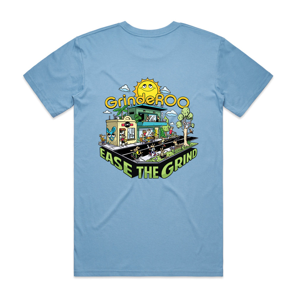 GrindeROO Ease The Grind RooVille – Men's Tee | Carolina Blue