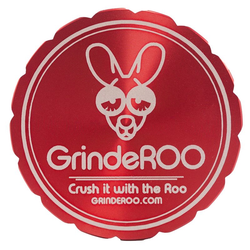 GrindeROO 4-Piece Metal Herb Grinder + Sticker Pack Bundle